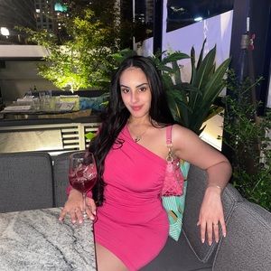 BARBIE HOT PINK ONE ARM MINI DRESS